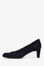 Stuart Weitzman Navy Suede Leather Logo Chip Pump Heels Size 7