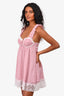 For Love & Lemons Pink Gingham/Lace Sleeveless Baby Doll Dress Size XS