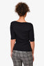 Prada Black Cashmere/Silk V-Neck Knit Top Size 42
