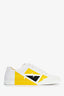 Fendi White/Yellow Leather Sneakers Size 10 Mens