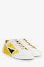 Fendi White/Yellow Leather Sneakers Size 10 Mens