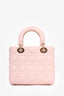 Christian Dior 2022 Pink Cannage Leather ABC Small Lady Dior Top Handle with Strap