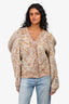 Ulla Johnson Brown Multicoloured Wool Knit Puff Sleeve Cardigan Size M/L