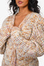 Ulla Johnson Brown Multicoloured Wool Knit Puff Sleeve Cardigan Size M/L