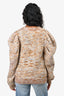 Ulla Johnson Brown Multicoloured Wool Knit Puff Sleeve Cardigan Size M/L