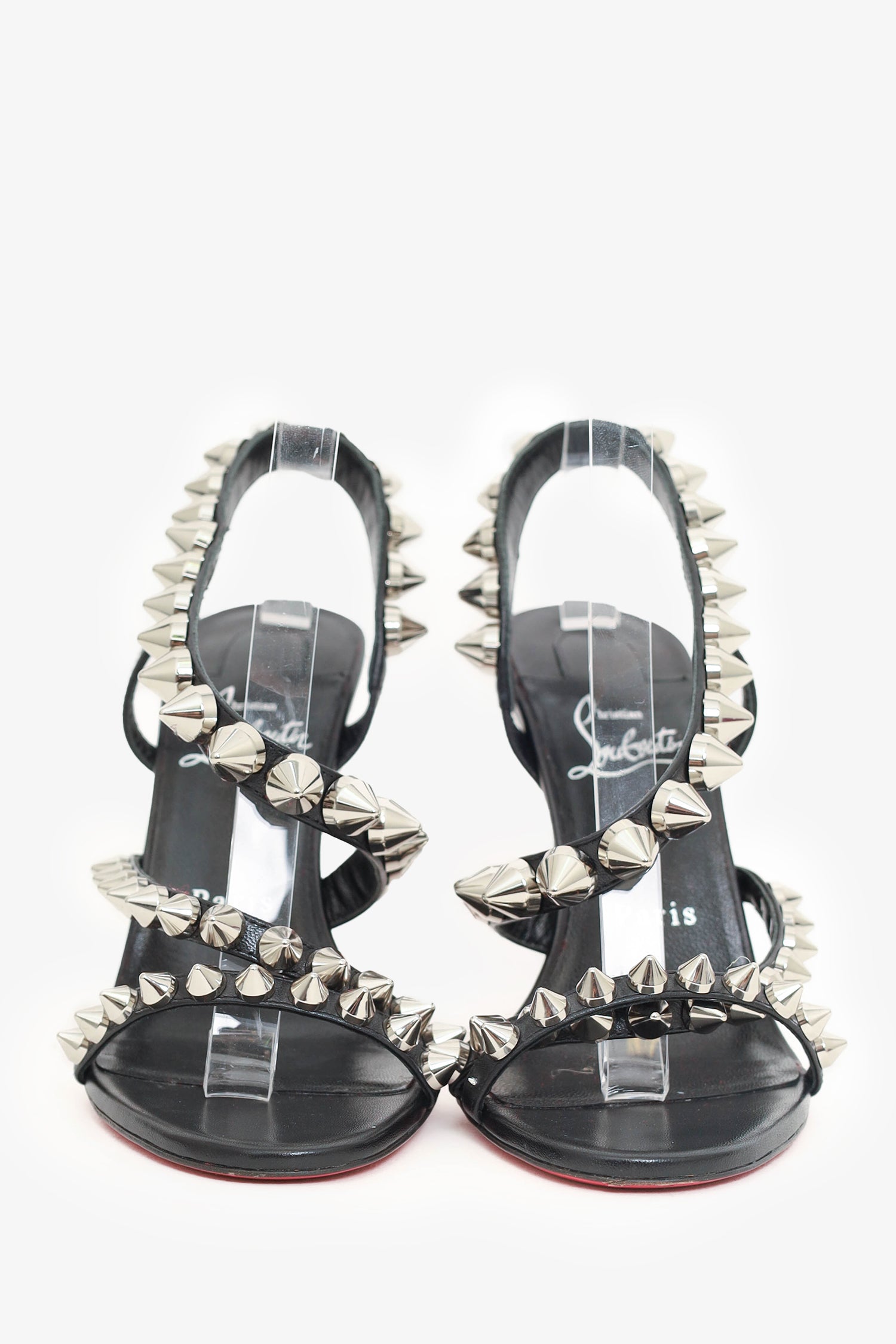 Christian Louboutin Black Spikita Strap 100 Heeled Sandals