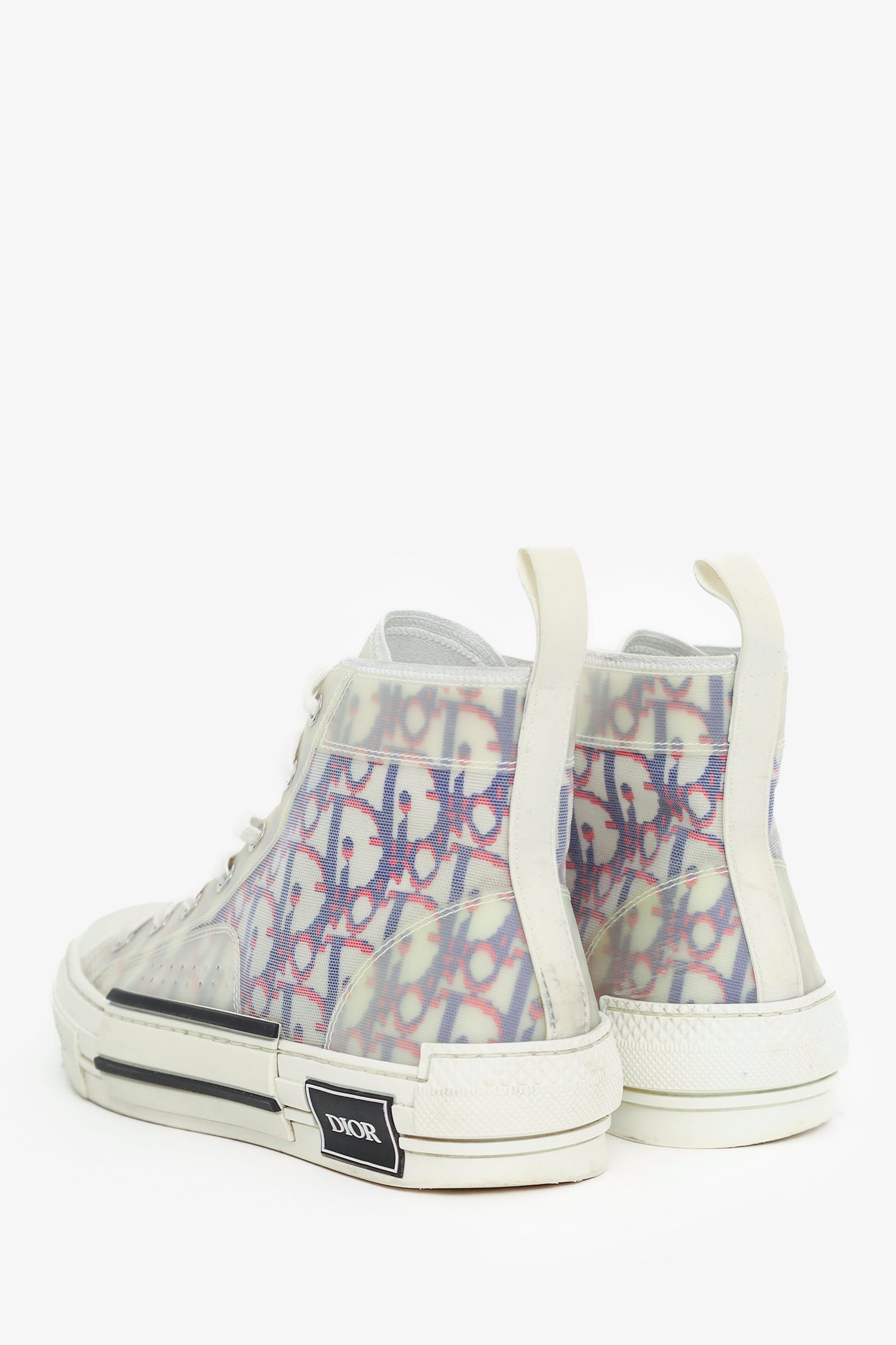 Christian Dior Blue/Red Canvas Oblique B23 High Top Sneakers Size