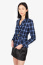 Smythe Blue/Black Check Print Blazer Size 2