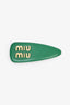 Miu Miu Green Leather Logo Hair Clip