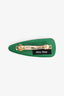 Miu Miu Green Leather Logo Hair Clip