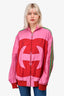 Gucci Pink/Red Web Nylon Track Zip-Up Jacket Size L