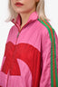 Gucci Pink/Red Web Nylon Track Zip-Up Jacket Size L