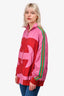 Gucci Pink/Red Web Nylon Track Zip-Up Jacket Size L