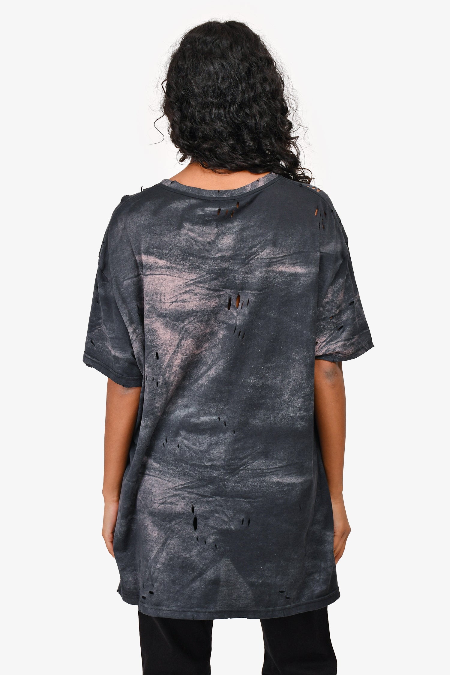 Balmain Dark Grey Distressed Horse Printed T-Shirt Size S Mens