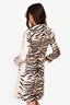 Celine White Silk Zebra Printed Single Breasted Coat Size 38