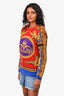 Versace Red Multicolour Fringe Trim Sweater Size 40