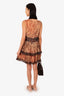 Rococo Sand Brown/Gold Animal Print V-Neck Sleeveless Tiered Mini Dress Size XL