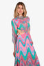 Diamond For Eden Pink/Green Printed Cut-Out Beaded Fringe Maxi Dress Size S/M (As Is)