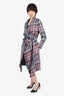 CH Carolina Herrera Pink/Black Wool Plaid Belted Coat Size XS 'As is'