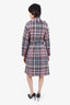 CH Carolina Herrera Pink/Black Wool Plaid Belted Coat Size XS 'As is'