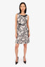 Oscar de la Renta White/Black Sequin Sleeveless Mini Dress Size 6