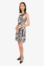 Oscar de la Renta White/Black Sequin Sleeveless Mini Dress Size 6