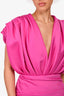 Gasanova Fuchsia Silk Ruffle Puff Shoulder Mini Dress Size S