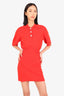Sandro Red Knitted Mini Dress with Crystal Buttons Size 34