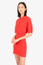Sandro Red Knitted Mini Dress with Crystal Buttons Size 34