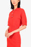 Sandro Red Knitted Mini Dress with Crystal Buttons Size 34