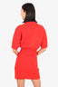 Sandro Red Knitted Mini Dress with Crystal Buttons Size 34