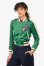 Maje Green Cactus Embroidered Baseball Jacket Size 36