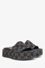 Gucci Black Denim GG Monogram Angelina Platform Slide Sandals Size 35.5