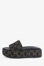 Gucci Black Denim GG Monogram Angelina Platform Slide Sandals Size 35.5