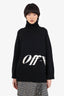 Off-White Black Wool Jacquard Logo Knit Turtleneck Sweater Size 38
