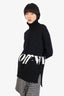 Off-White Black Wool Jacquard Logo Knit Turtleneck Sweater Size 38