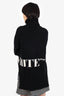 Off-White Black Wool Jacquard Logo Knit Turtleneck Sweater Size 38