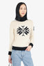 Pre-Loved Chanel™ Cream/Black Wool Snowflake Turtle Neck 'CC' Patch Sweater Size 36