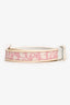 Christian Dior White/Pink Patent Leather Oblique Floral Embellished Belt Size 75