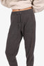 Brunello Cucinelli Grey Cashmere Ribbed Beaded Jogger Size S