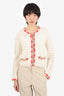 Maje White/Red Alpaca Blend Knit Cardigan Size 1