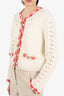 Maje White/Red Alpaca Blend Knit Cardigan Size 1