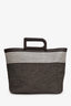 Delvaux Black/White Canvas D To D Tote MM