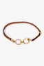 Hermès Brown Leather/Gold Tone Etrier Double Tour Bracelet