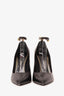 Tom Ford Black Leather Ankle Strap Heels Size 37.5