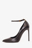 Tom Ford Black Leather Ankle Strap Heels Size 37.5