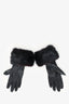 Pre-Loved Chanel™ Black Leather Fur Trim Gloves