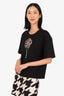 Area Black Flower Crystal Embellished T-Shirt Size L