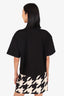 Area Black Flower Crystal Embellished T-Shirt Size L