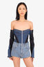 Mugler Blue/Black Corset Denim Bodysuit Size 40